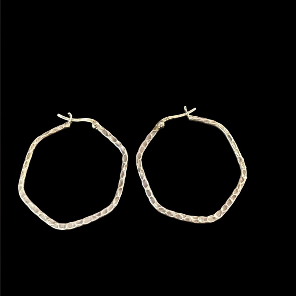 Vintage Sterling  925 silver hoop earrings hammered style